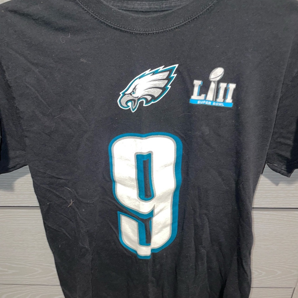 Fanatics Black Philadelphia Eagles #9 Short-Sleeve Tee with Teal & White Accents